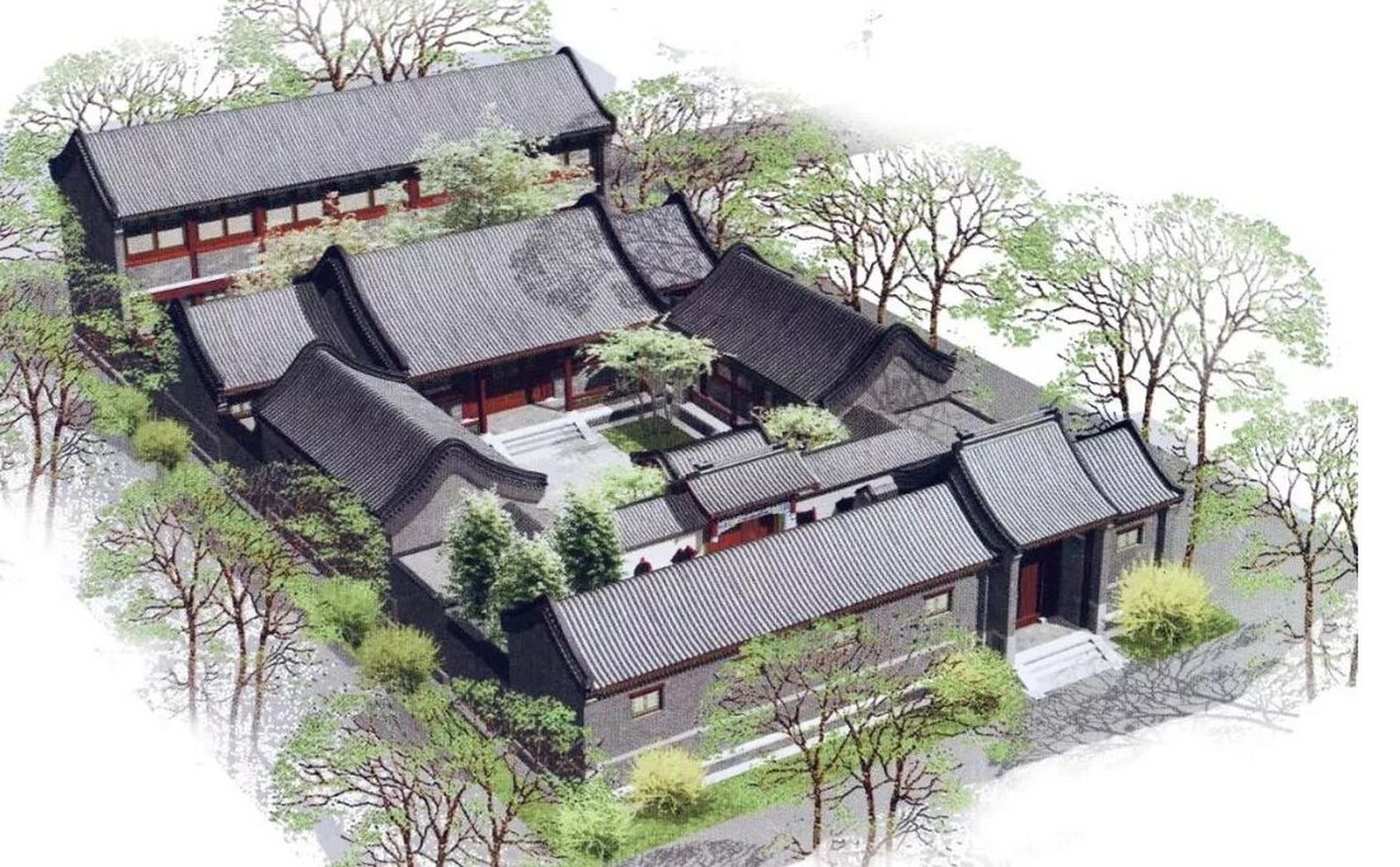 四合院的介绍 所谓四合,"四"指东,西,南,北四面,"合"即四面房屋围在一