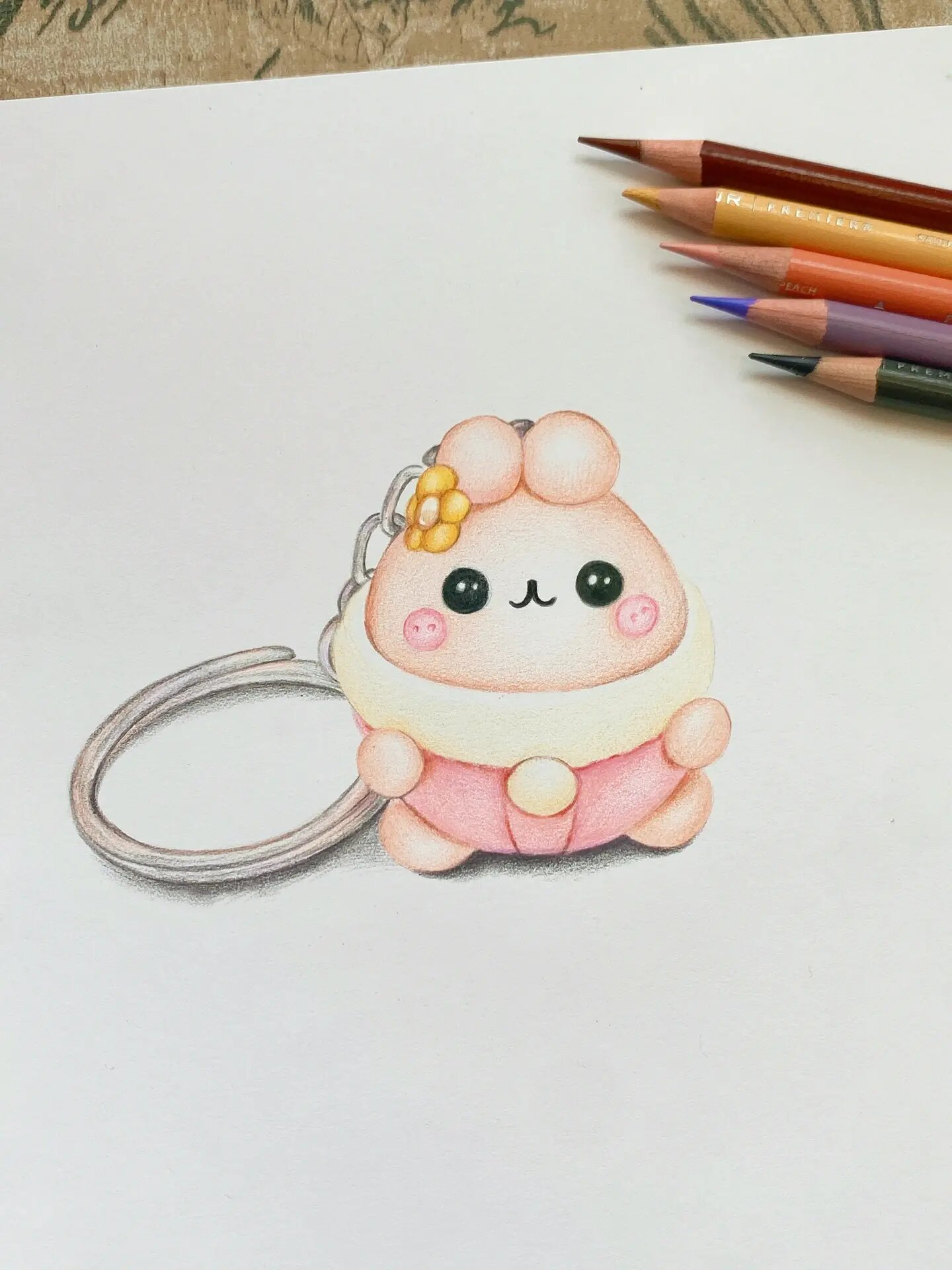 彩铅画卡通小熊 绘画步骤图