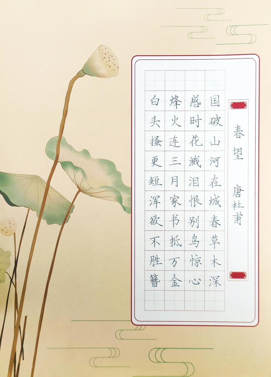 《春望》硬笔书法规范字 古诗词练习