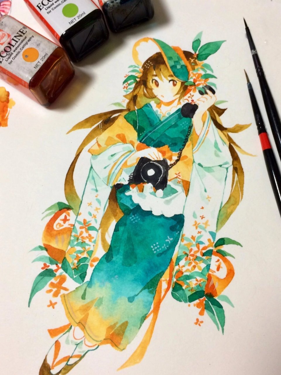 视觉传达设计考研手绘(彩色墨水绘画) 收集了日本插画师mino_llm的