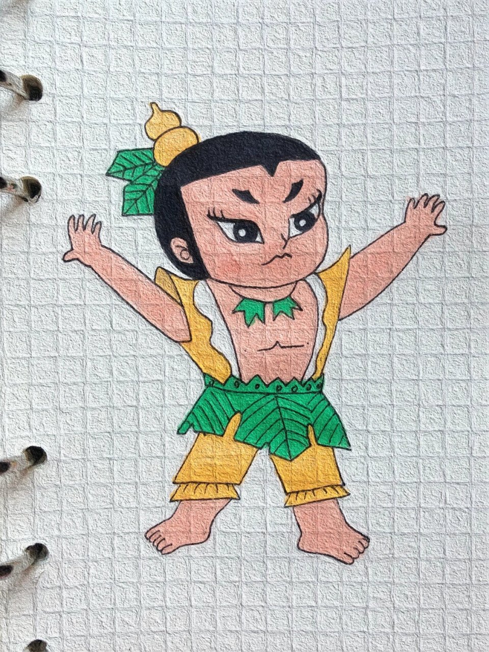 可爱简笔画分享(243)|葫芦娃-黄娃