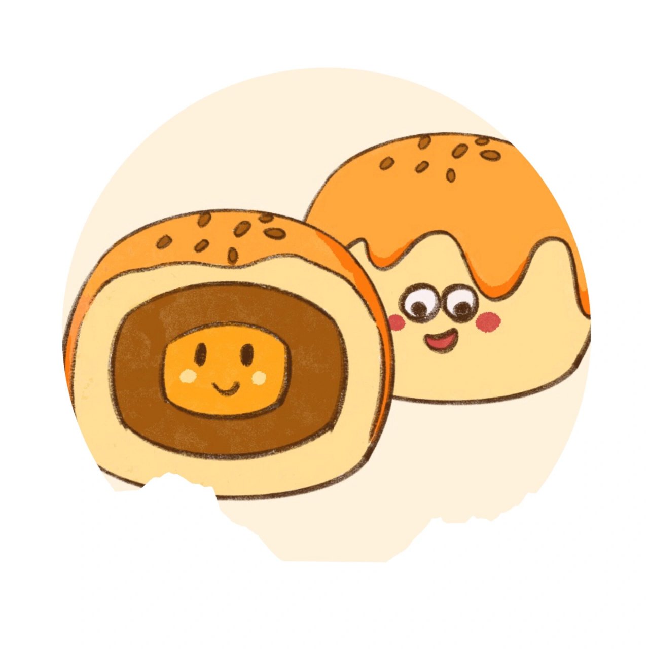 简笔画|美食|手帐素材|doodle风格|速涂 1.格子饼03 2.