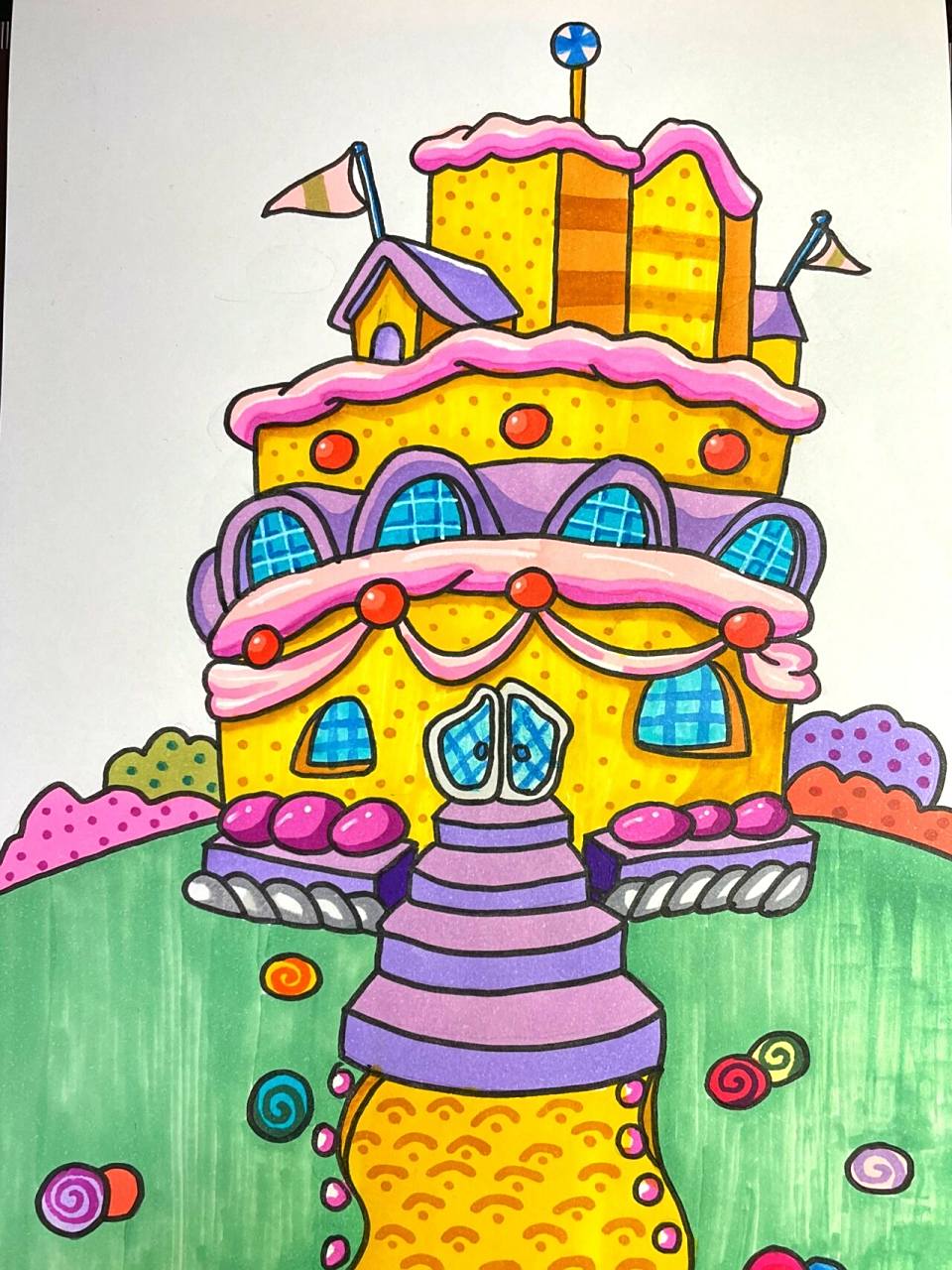 糖果蛋糕屋儿童简笔画详细步骤 糖果屋蛋糕屋儿童画根据喜好可以再