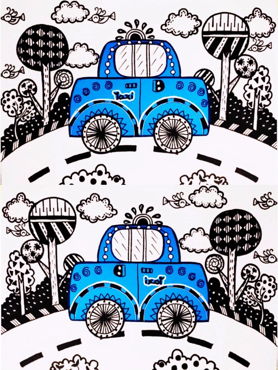 创意线描画 小汽车.