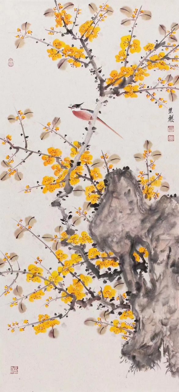 郭慧庆四尺整张小写意花鸟作品#艺术##国画