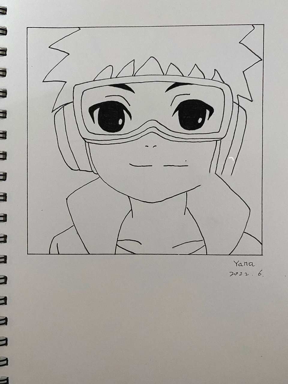 61黑白简笔漫画 火影忍者 附教程 本子是16k素描本 具体尺寸图片有