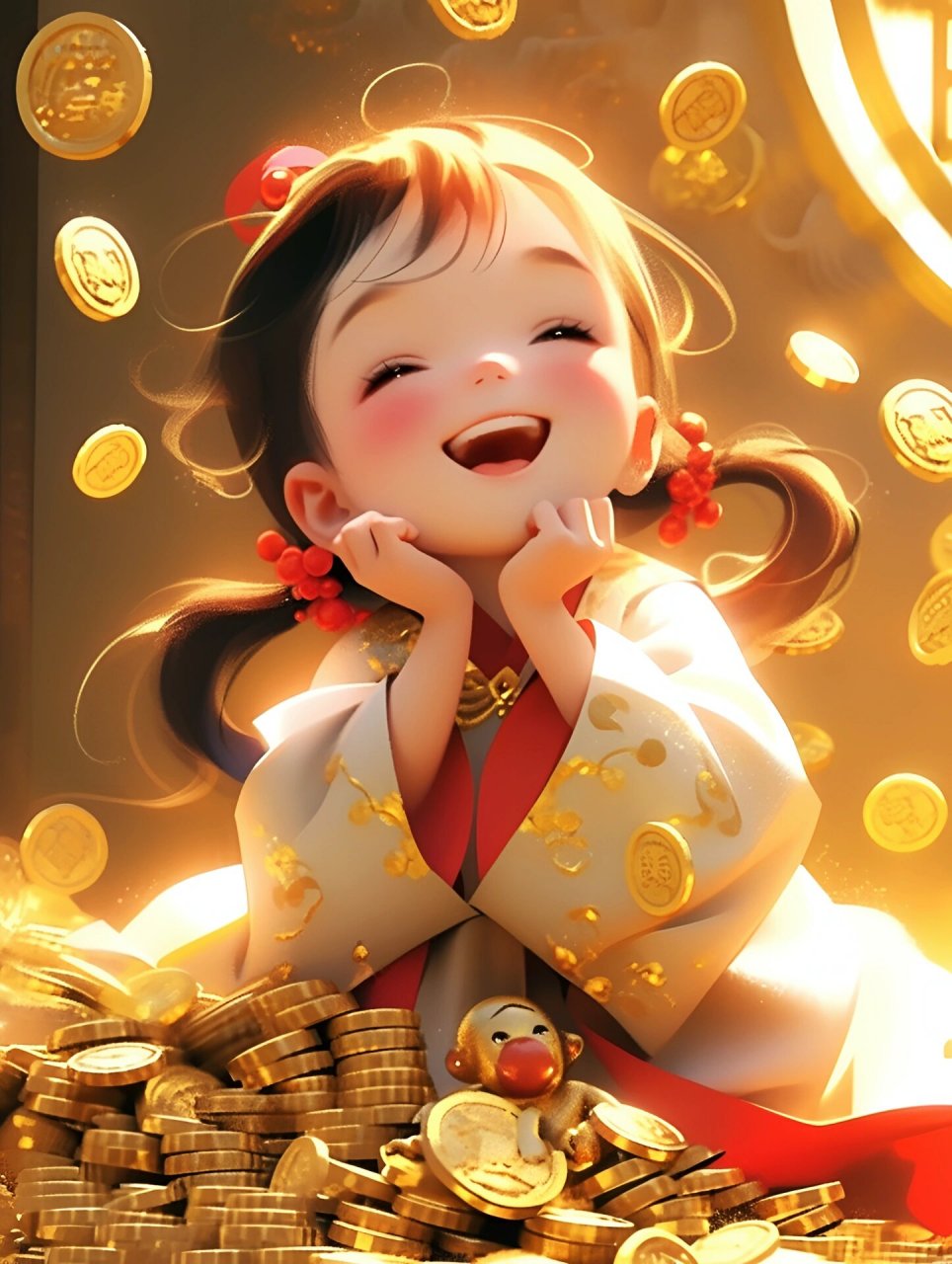 可爱女孩发财头像 每天都在想什么