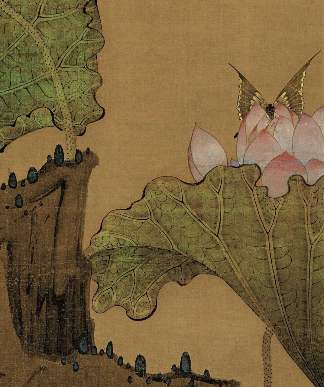 雅意|明陈洪绶荷花鸳鸯图 绢本 设色 明代 纵183cm 横98.