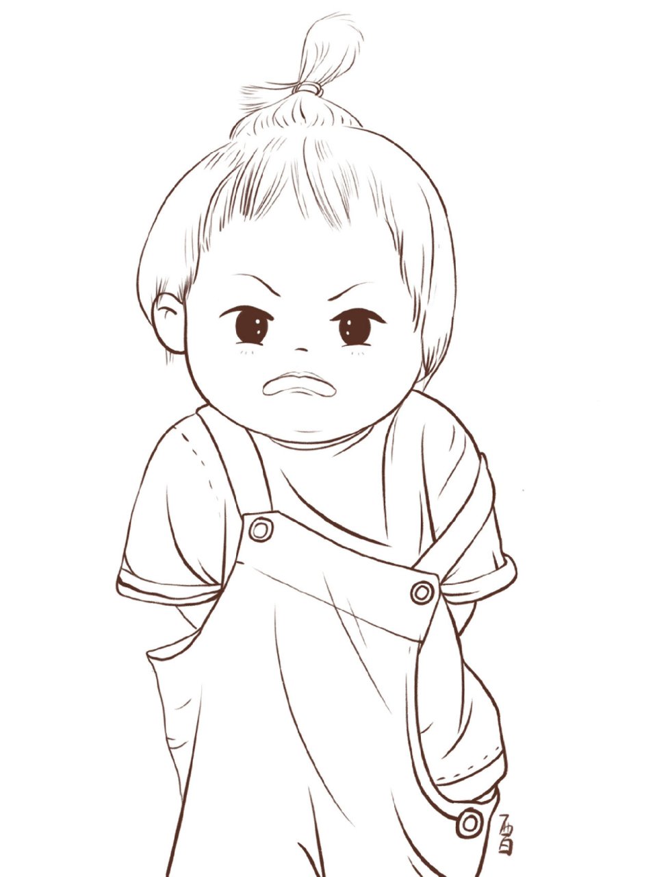 儿童人物插画第27/100张 委屈表情包 委屈巴巴双手插兜