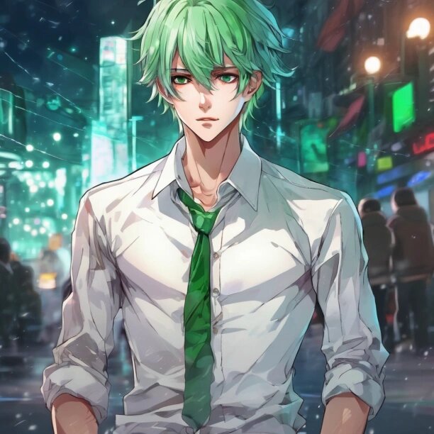 绿色头发二次元动漫头像|小众男生头像97