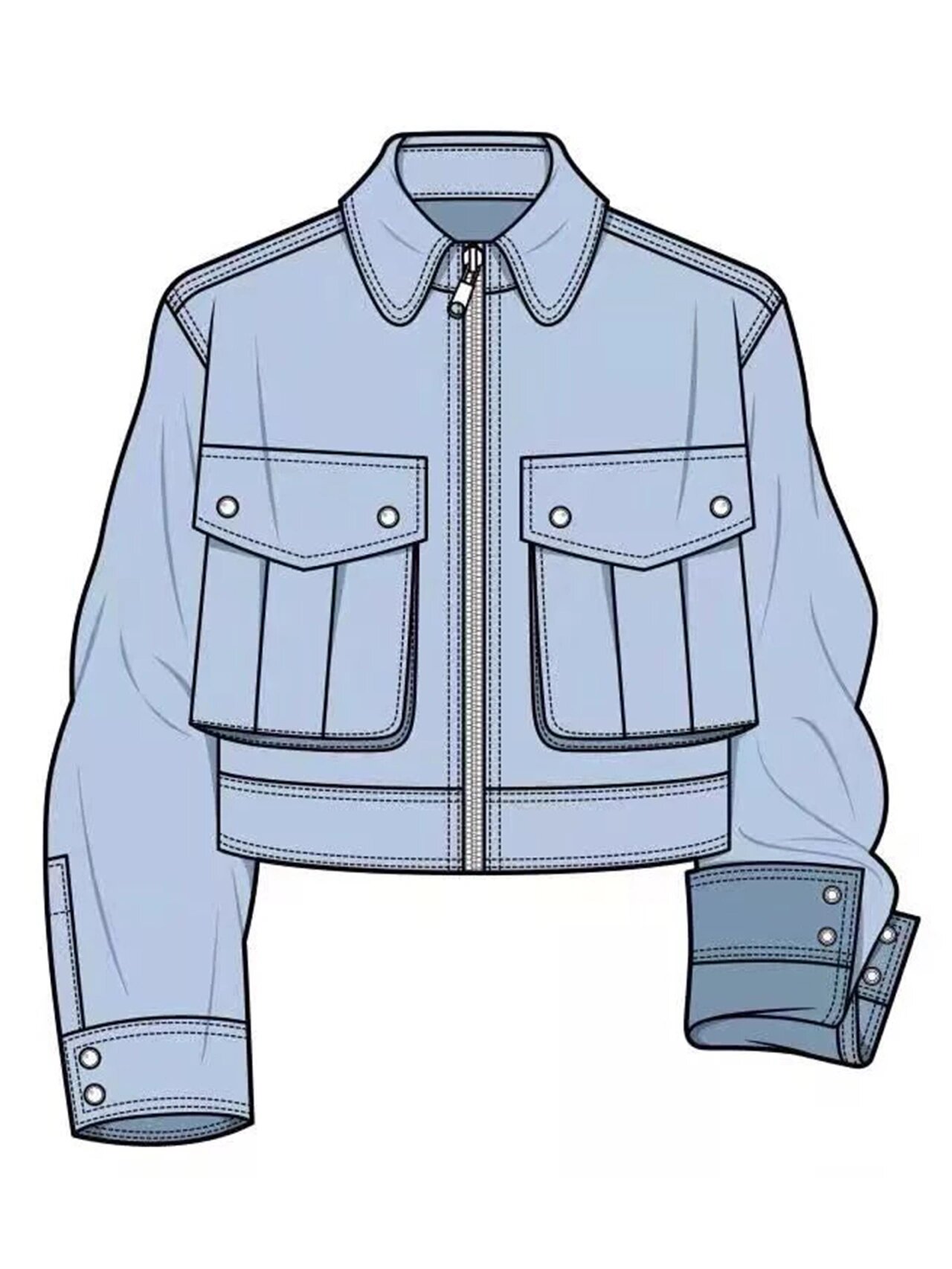 服装设计款式图|牛仔外套款式图分享02