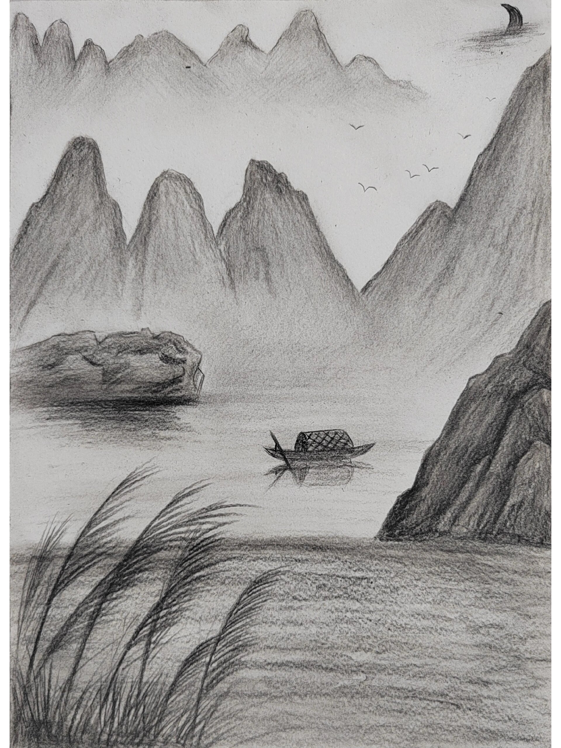 小学五年级美术课堂作业 五年级学生的美术课堂绘画作品,因为作品时间