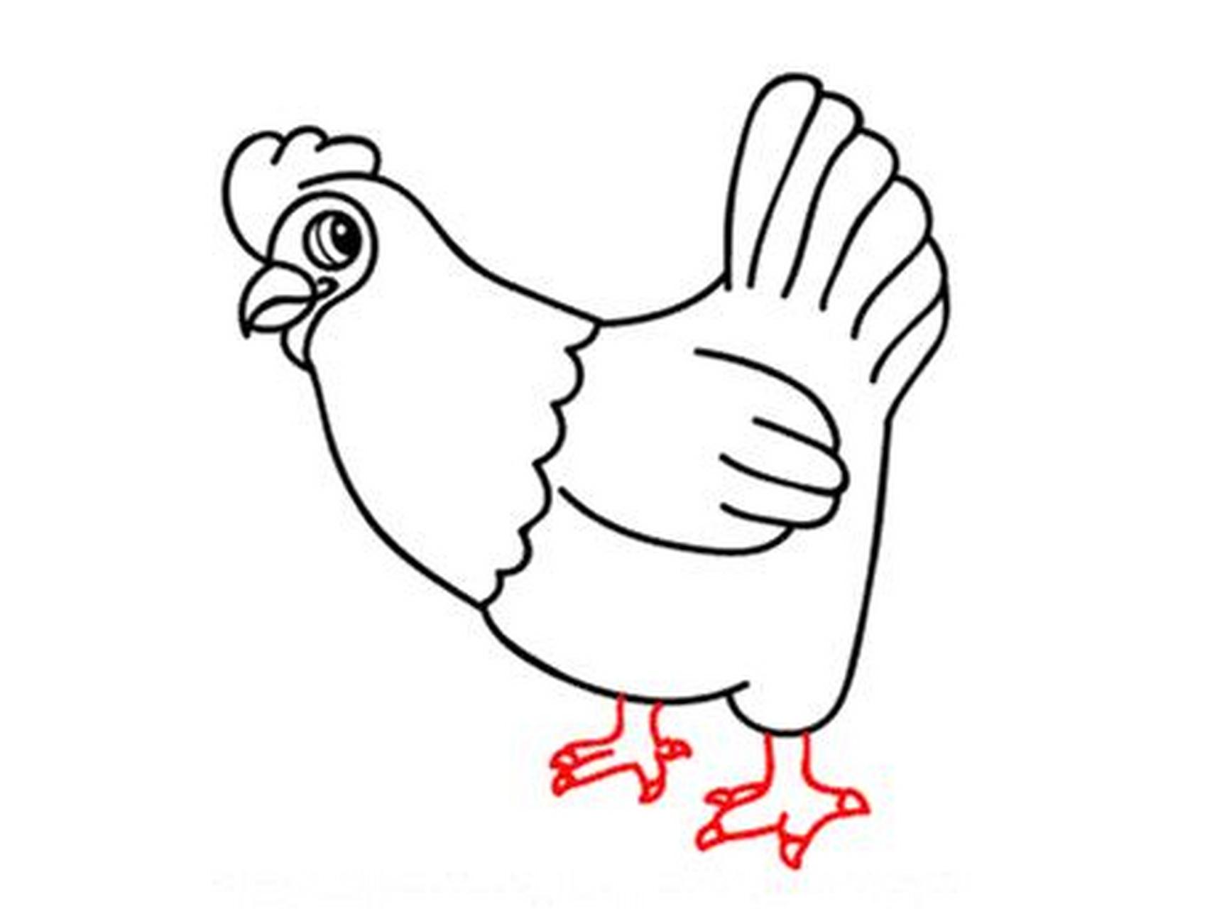 大公鸡儿童简笔画,快收藏起来做手抄报吧 第1步:首先,画出鸡的喙.