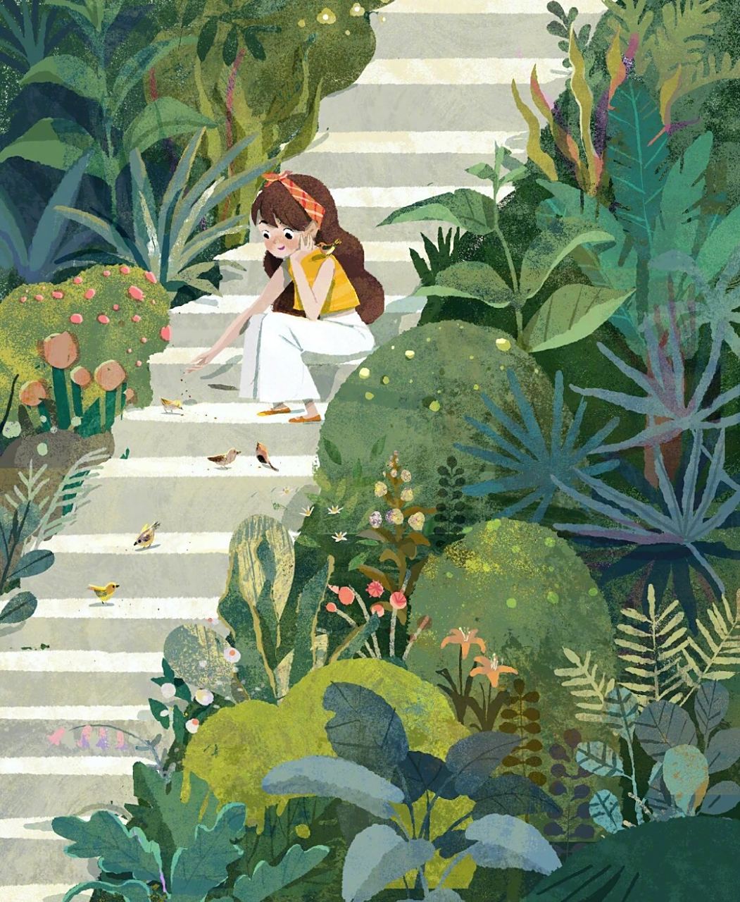 绿色森林系卡通动漫|独自享受|儿童插画创意 一组绿色主题儿童插画