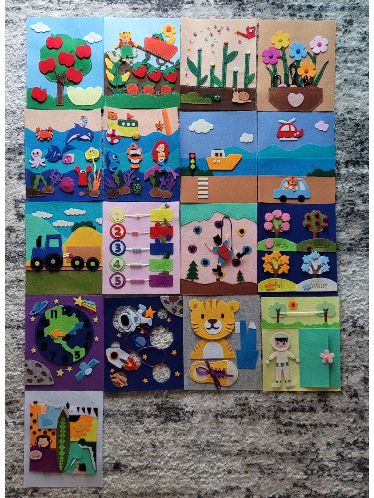 不织布早教书分页合集 历时20多天的布书手工制作,终于快完工了,实在