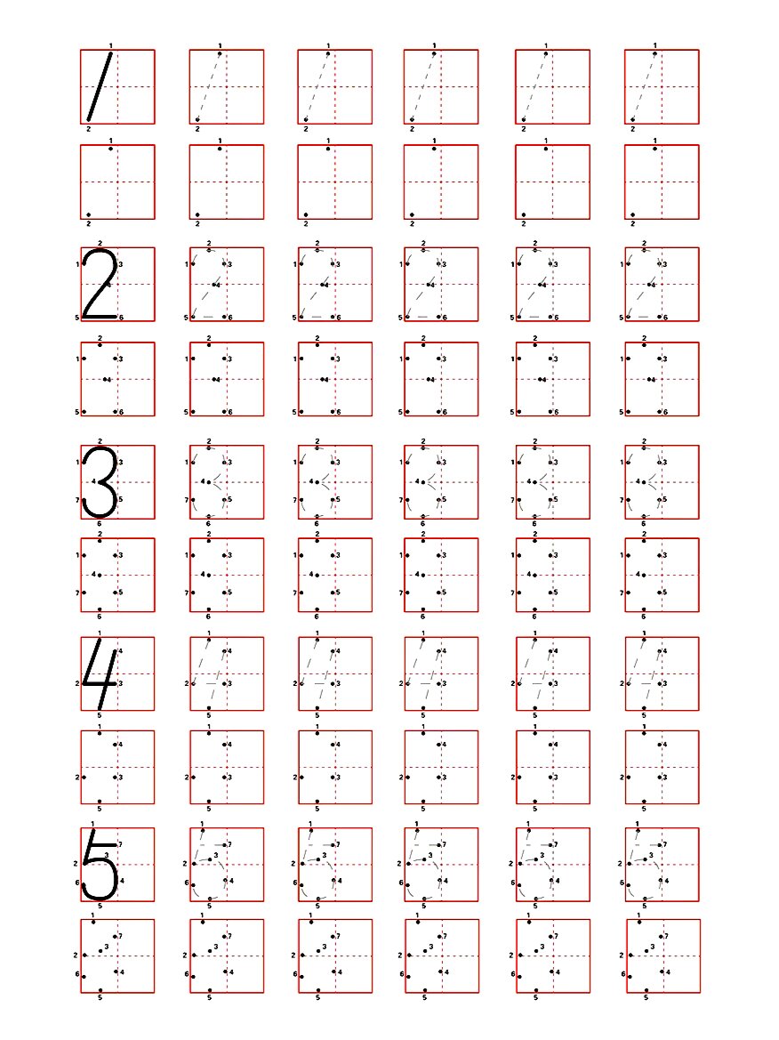 1一9田字格数字描红