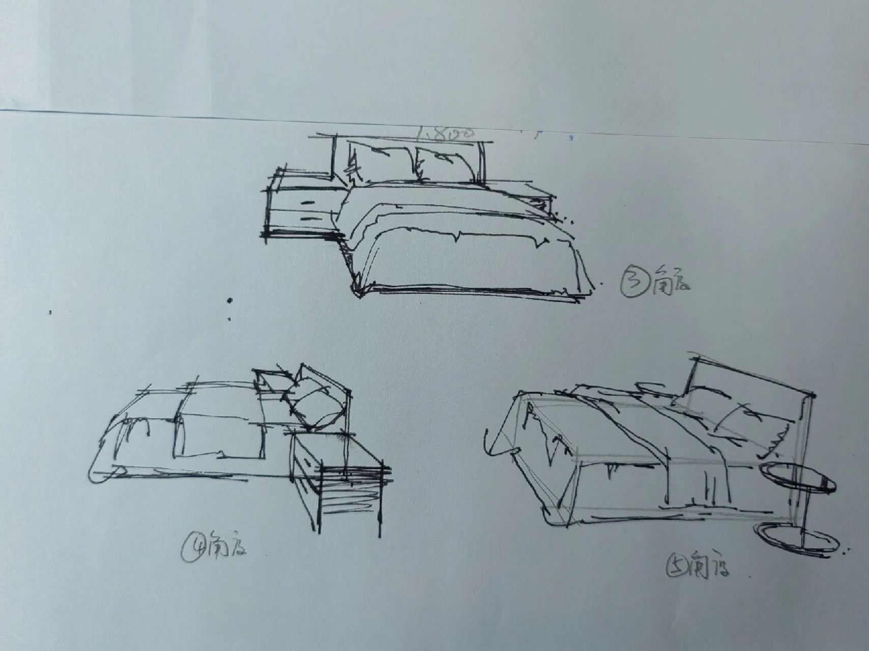 各个角度的床的画法 学手绘,尤其是在学习透视的阶段,一定要能够举一