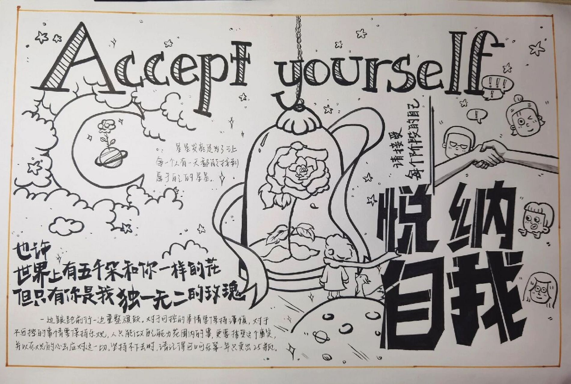 心理手抄报主题:悦纳自我 	 7199图片顺序为绘画顺序