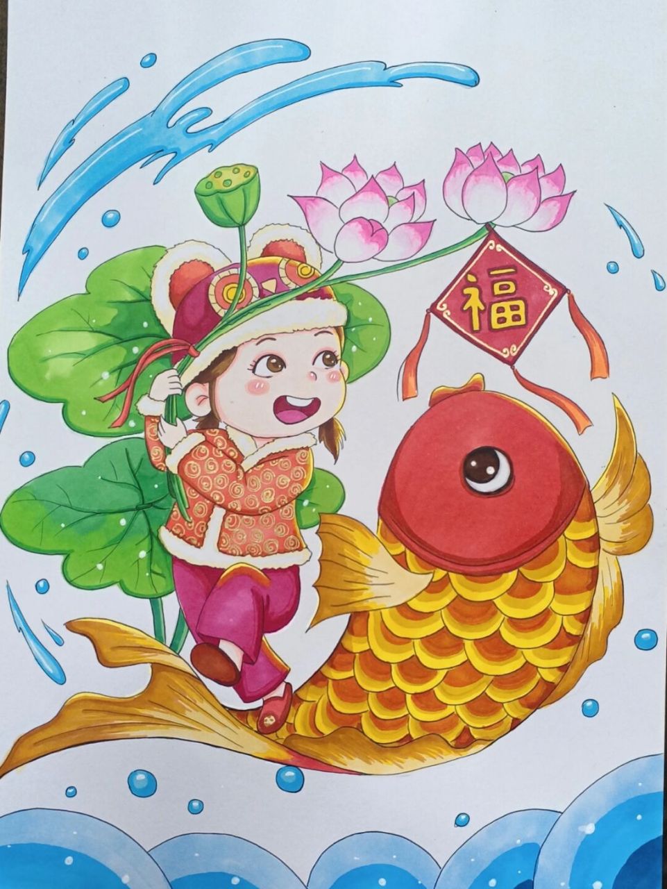 马克笔新年主题画图片