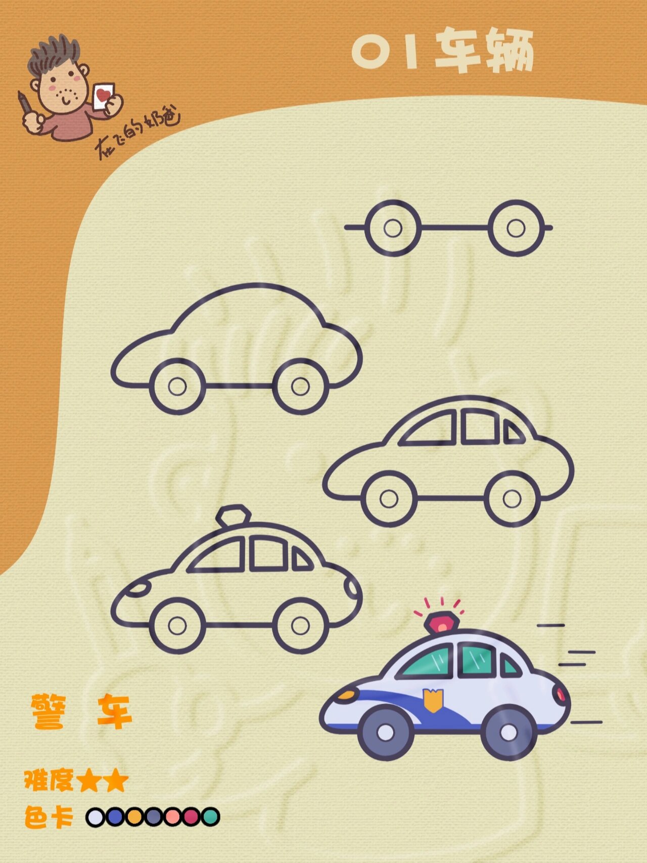 简笔画警车 卡通图片