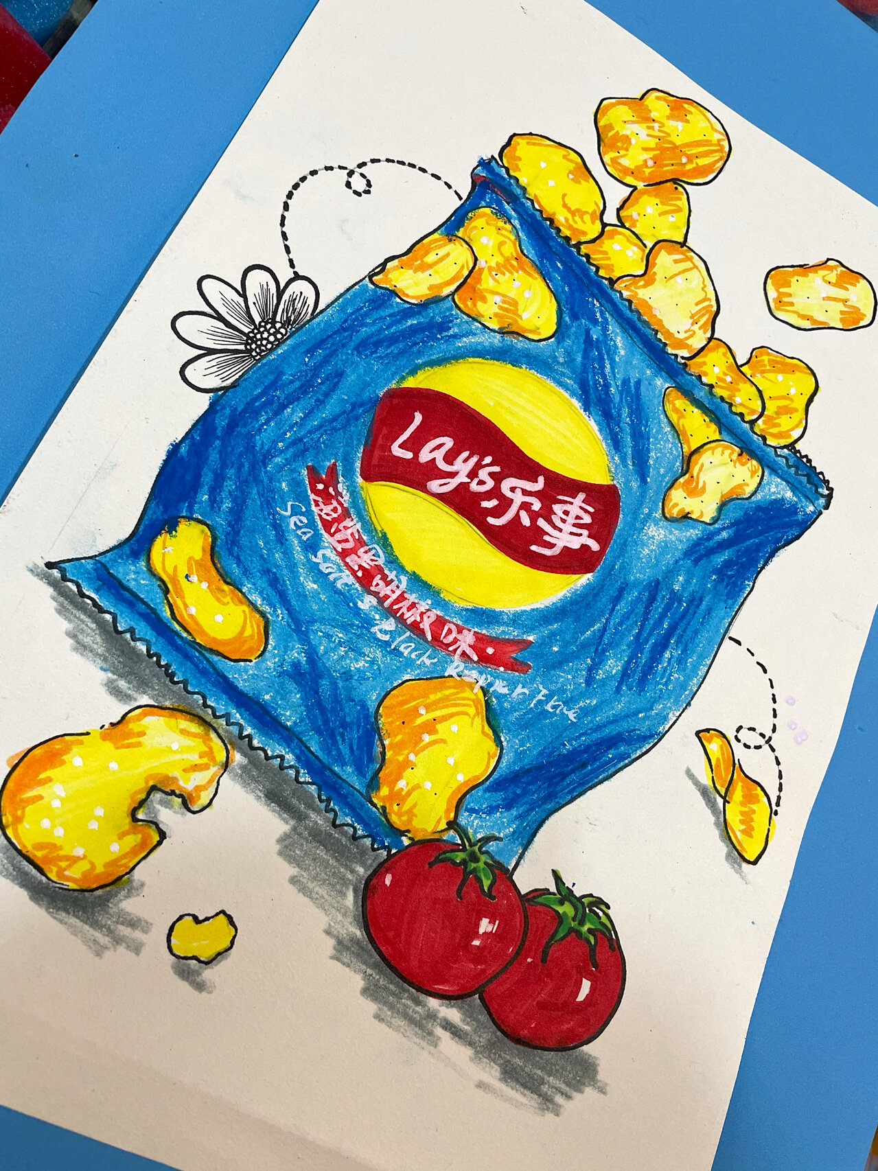 薯片儿童画,九岁左右都可以画哦