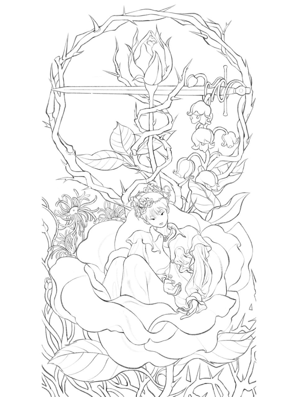 08玫瑰与荆棘08 以前画的一张稿 p23是线稿和草图97