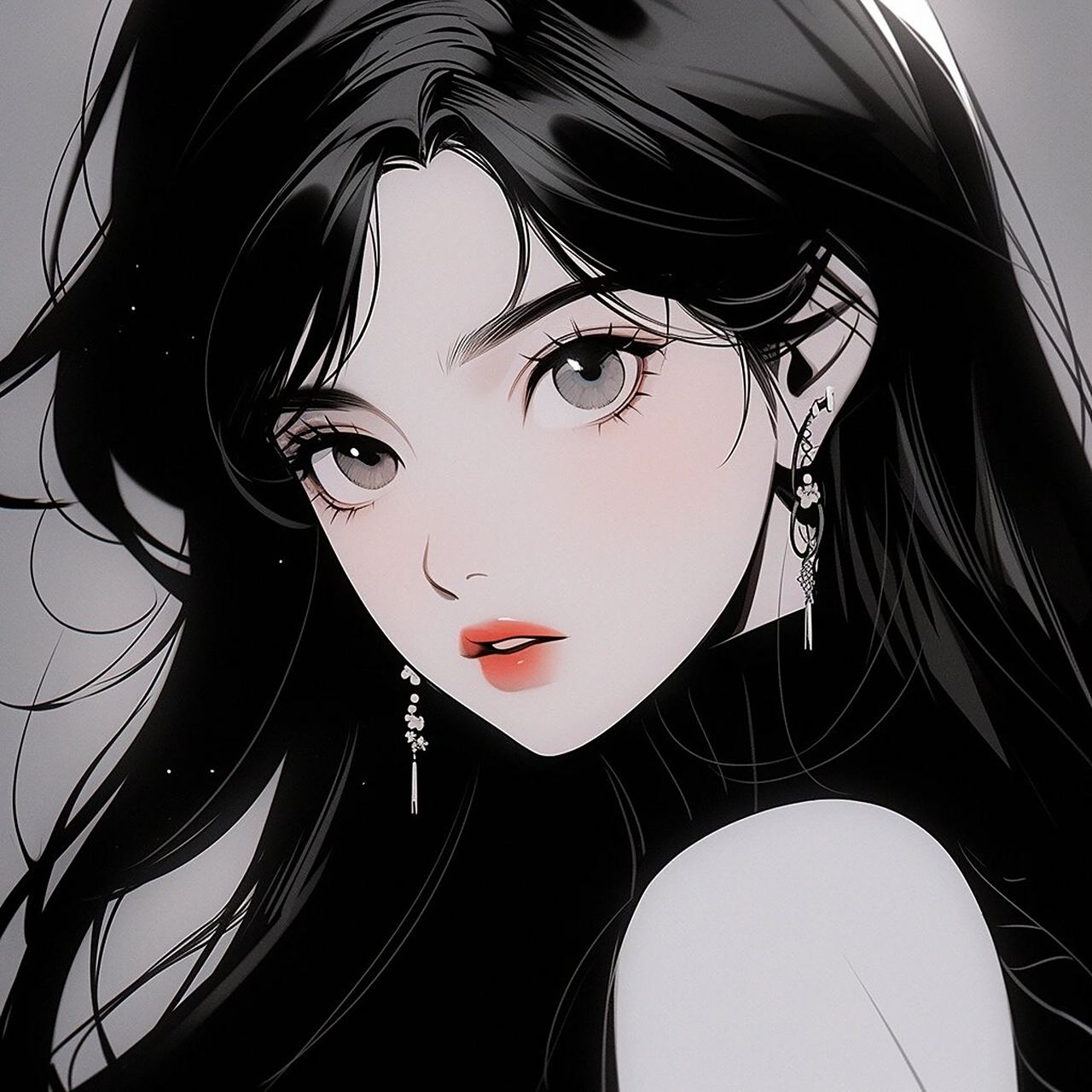 黑白旧漫女生头像|漂亮姐姐的头像 #一张照片高级感# #漫画头像