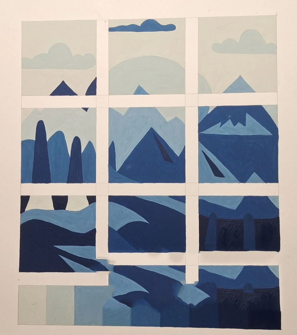 色彩构成–明度九宫格(代画作品 明度九调 线稿已经放到笔记里面了