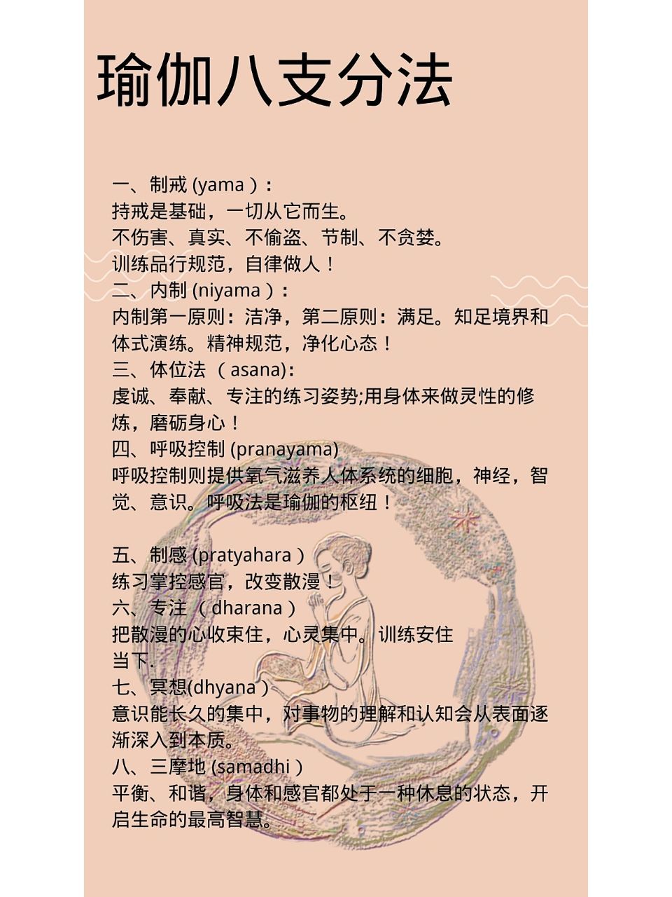 瑜伽八支分法的详细解读  瑜伽八支分法 |# (vama) : 持戒是墓础.