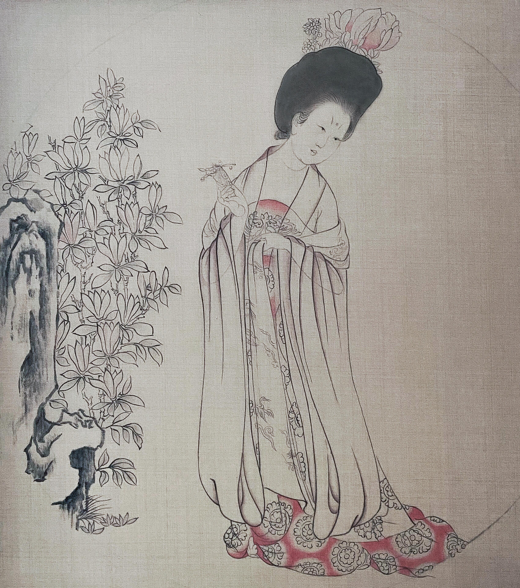 工笔人物|《簪花仕女图》临摹未完待续