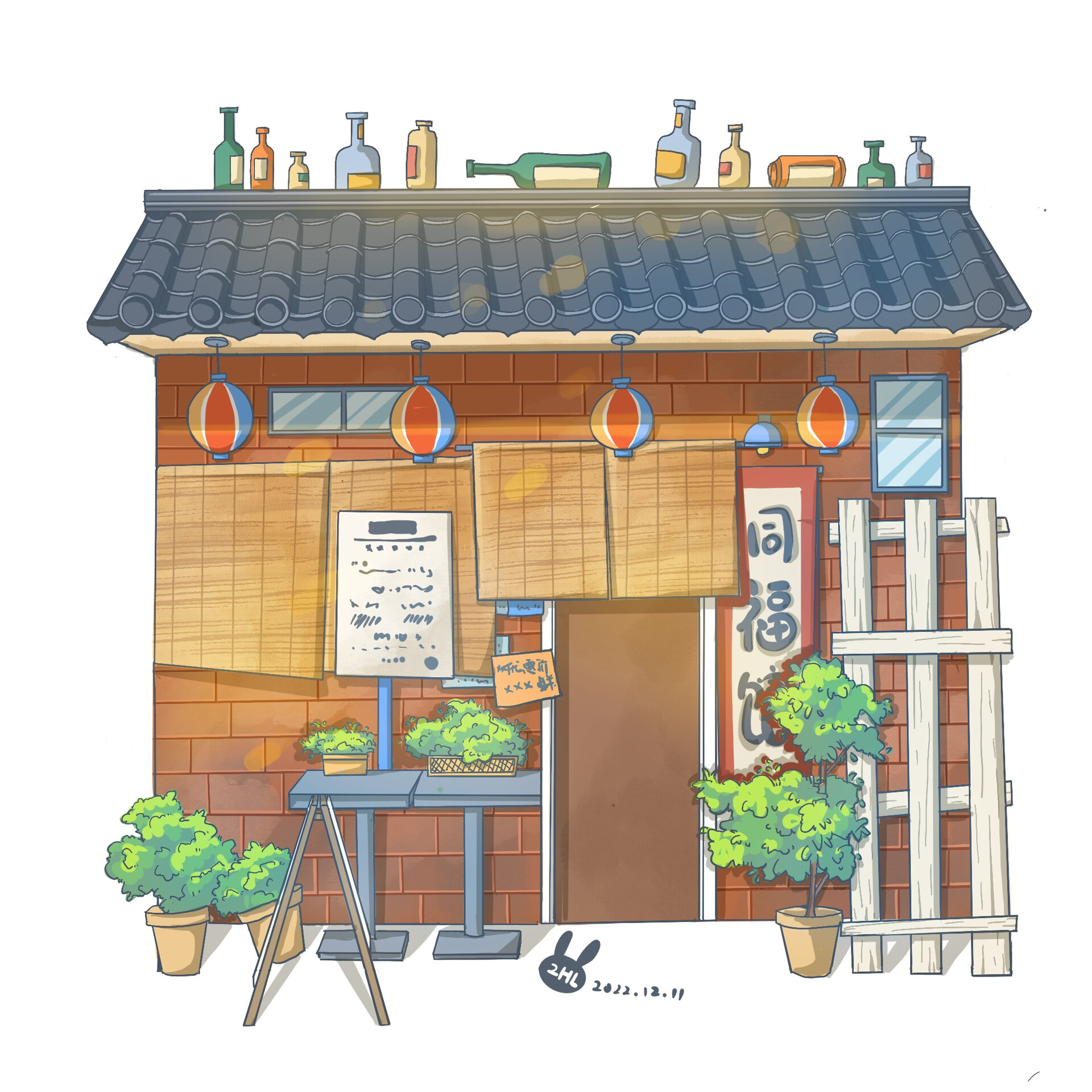 店铺手绘插画