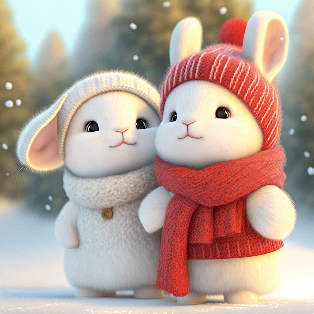 软萌兔集结大合影,蜜头情头全家福齐头 柔柔的小雪,软软的衣帽,暖暖的