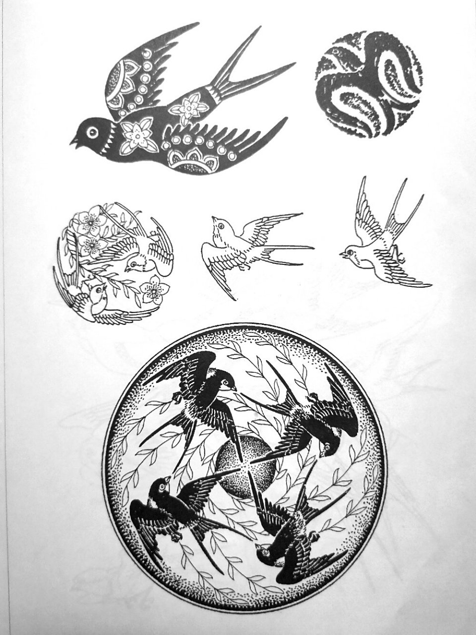 画痴92传统图案动物篇(燕) 燕子,是人们常见和喜爱的候鸟.