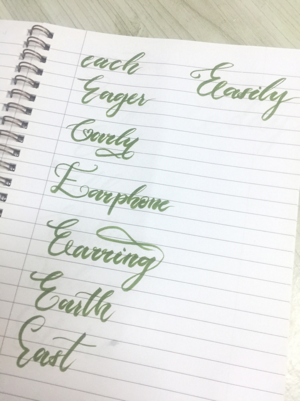 字母e英文花体字 brush lettering 笔:派通touch