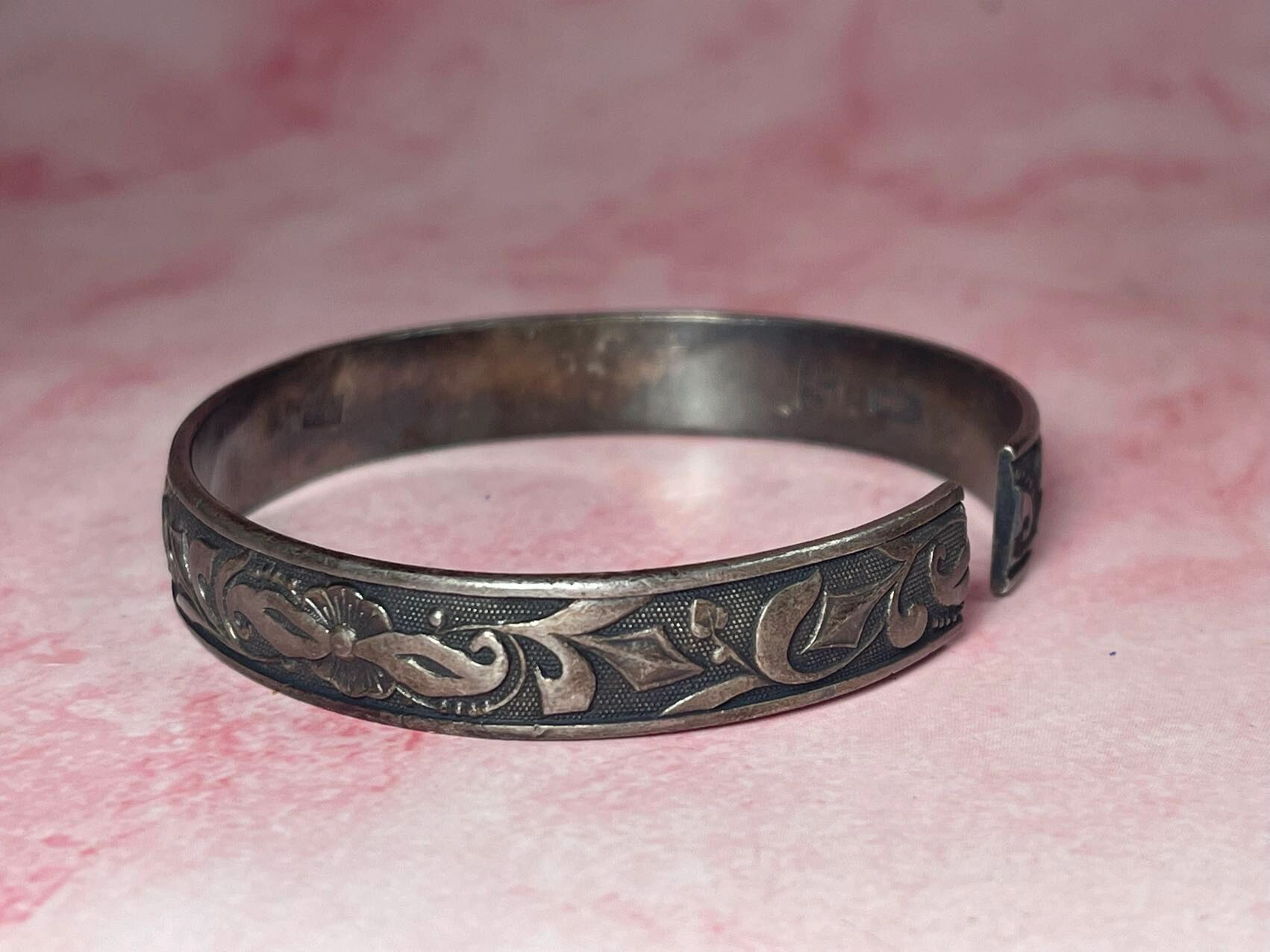 清末民国足纹银手镯vintage