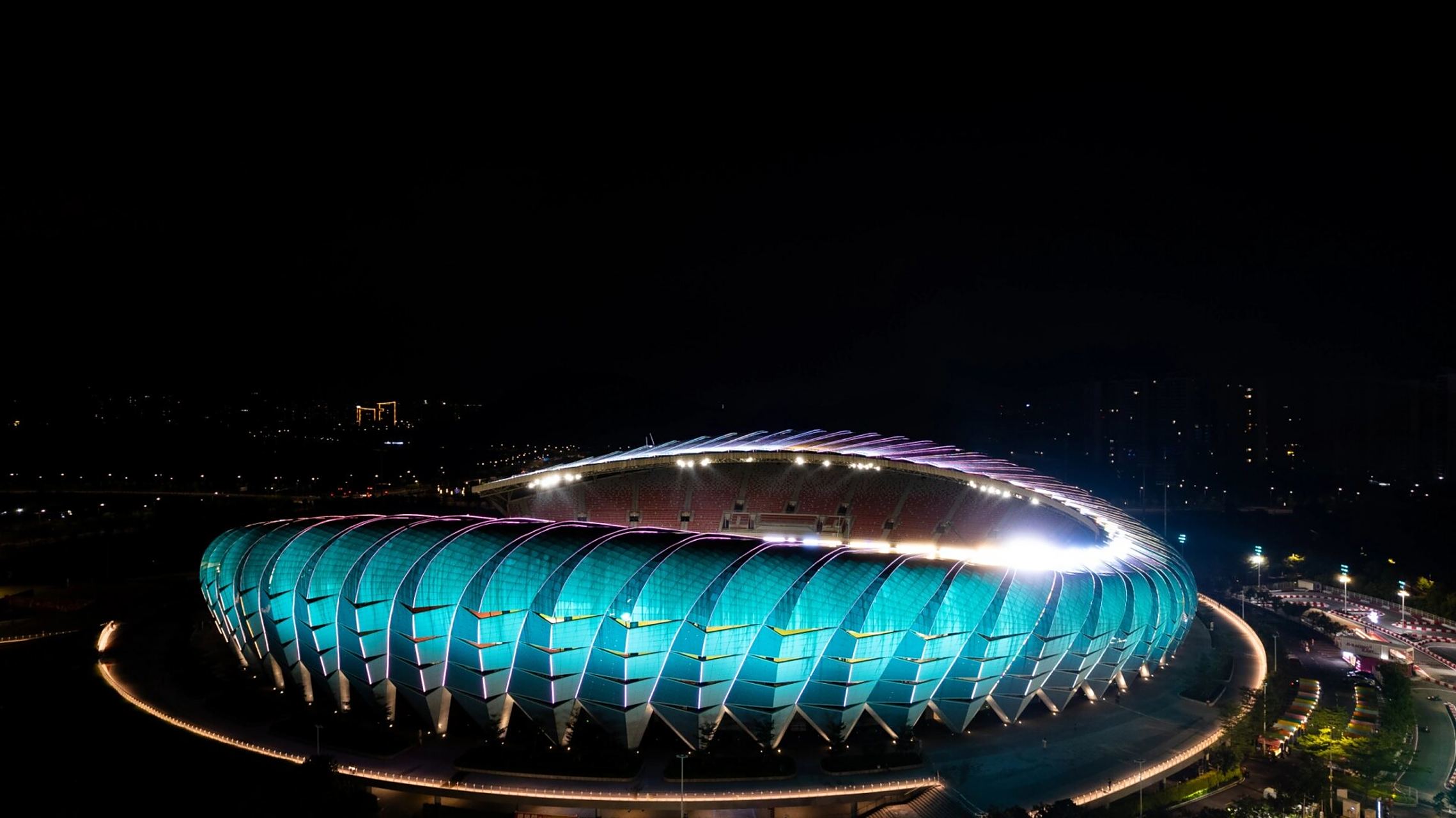 清远奥体中心 治愈系城市地标建筑夜景