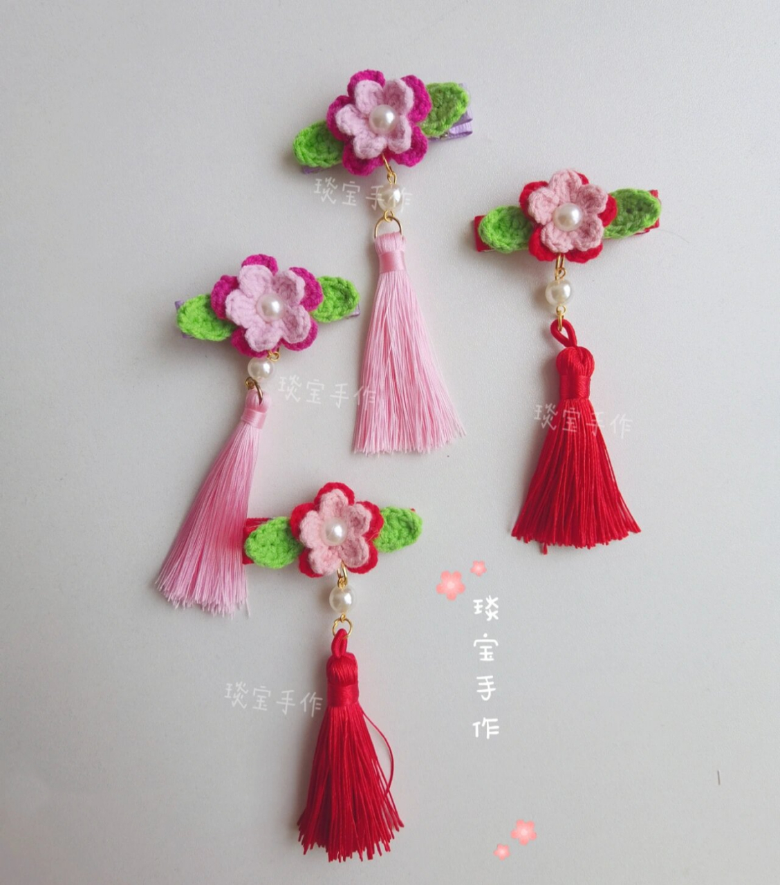 钩织古风发夹流苏发夹汉服发饰附图解 92一个可以不用做造型的古风