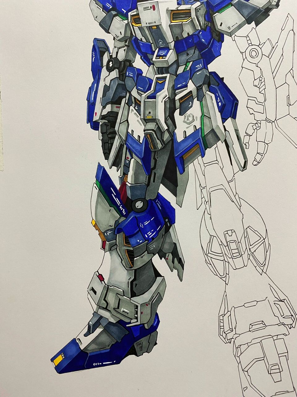 马克笔手绘高达 海牛 步骤更新 继续 争取这周画完