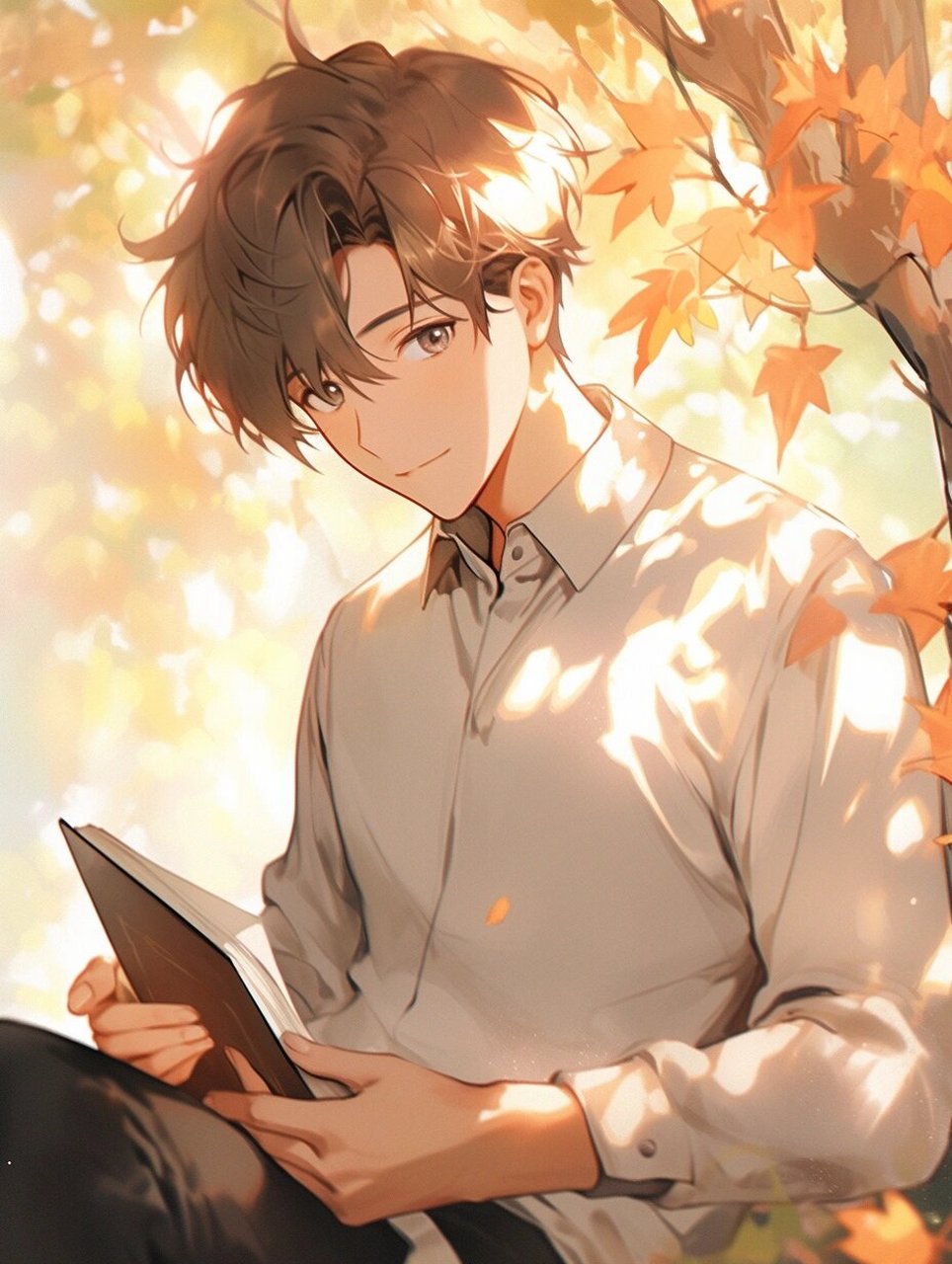 【看书男生头像】枫树下,看一本书  寻一棵枫树,看一场秋日