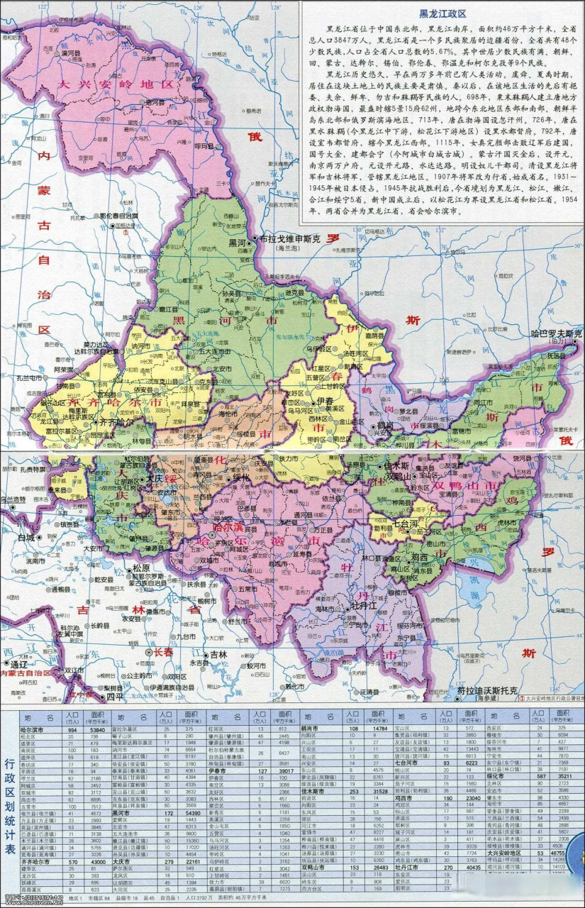 黑龙江地形图,黑龙江地图,地大物博黑龙江