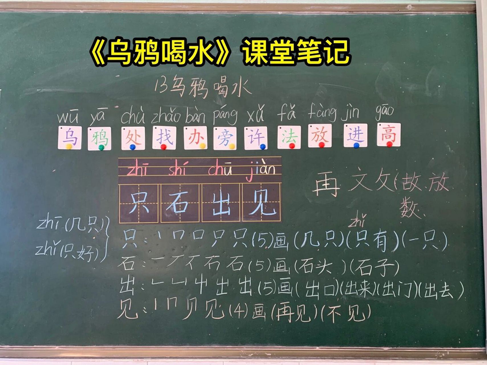 一年级上语文《乌鸦喝水》课堂板书笔记 #一年级语文# #板书设计