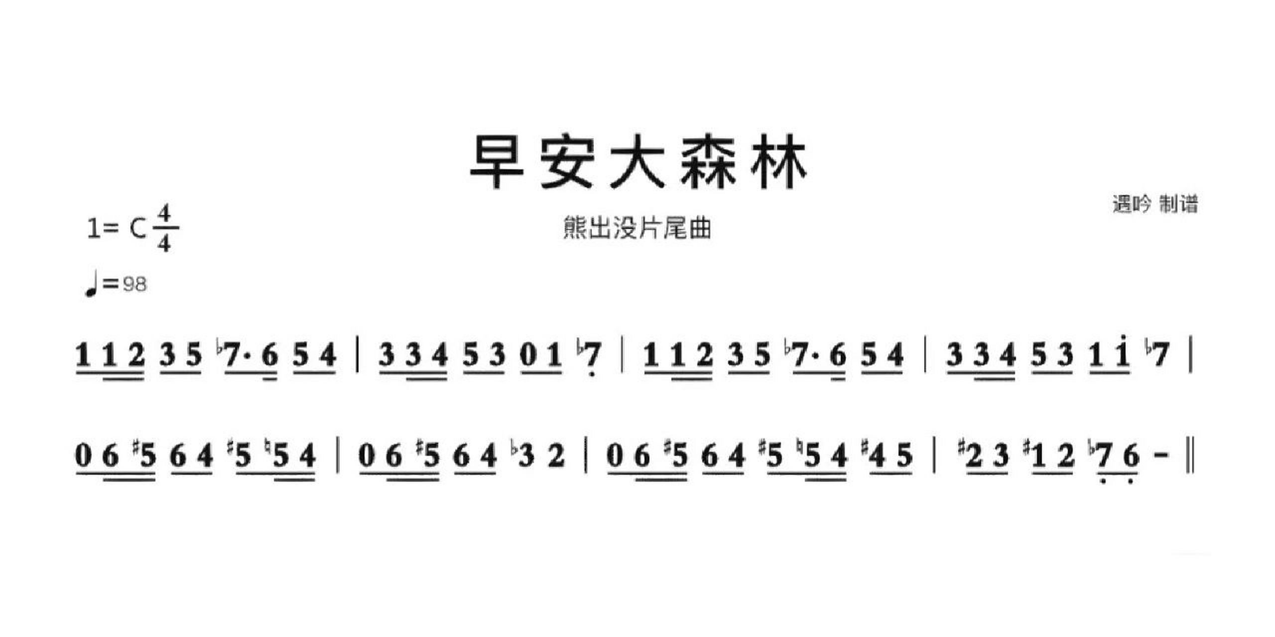 熊出没主题曲(简谱) 94