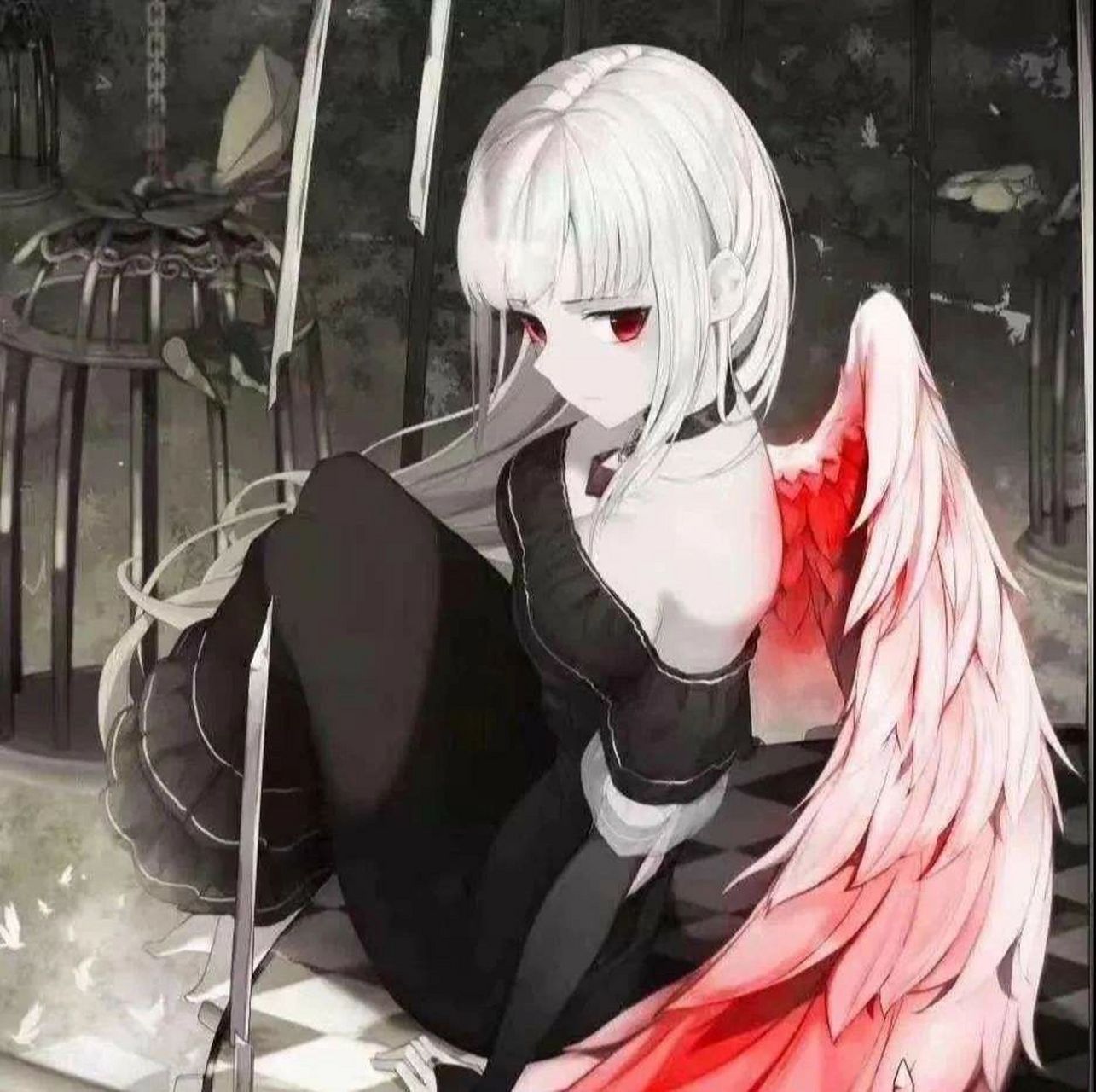 恐怖带血动漫女生头像