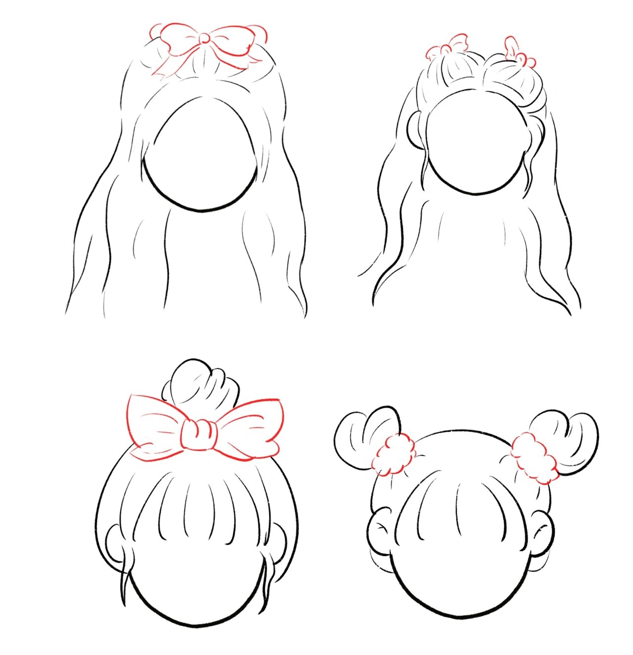 简笔画|新年女孩发型