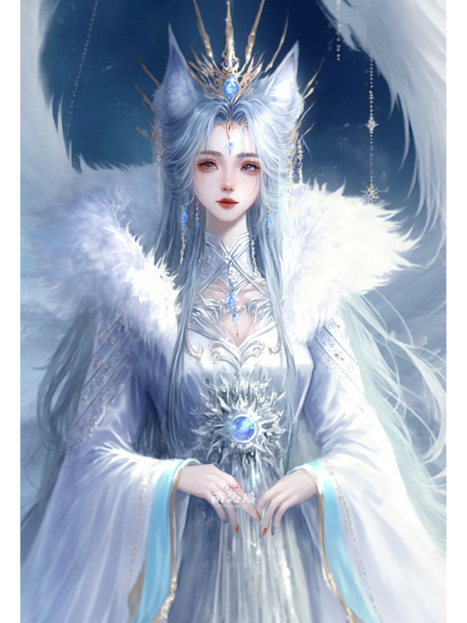 【ai绘画】78狐仙之九尾天狐 万妖国公主,神魔青丘狐后裔,万妖女皇