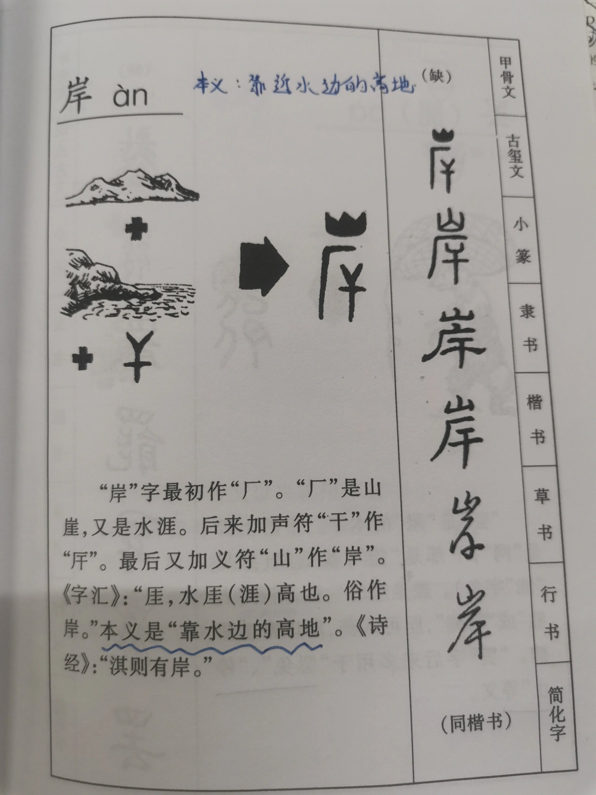 汉字演变 岸