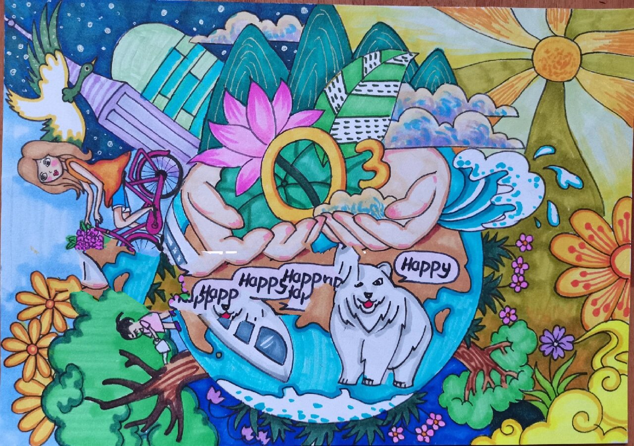 保护环境,碳中和主题绘画