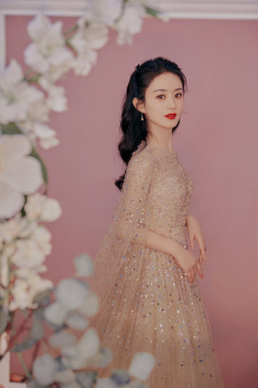 赵丽颖红唇纱裙唯美壁纸