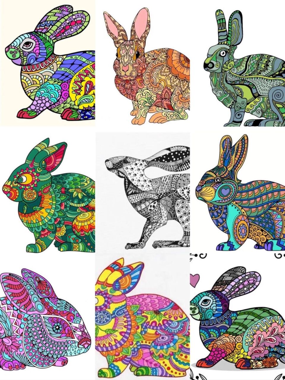 兔年绘画装饰线描兔子插画 兔子线描绘画素材