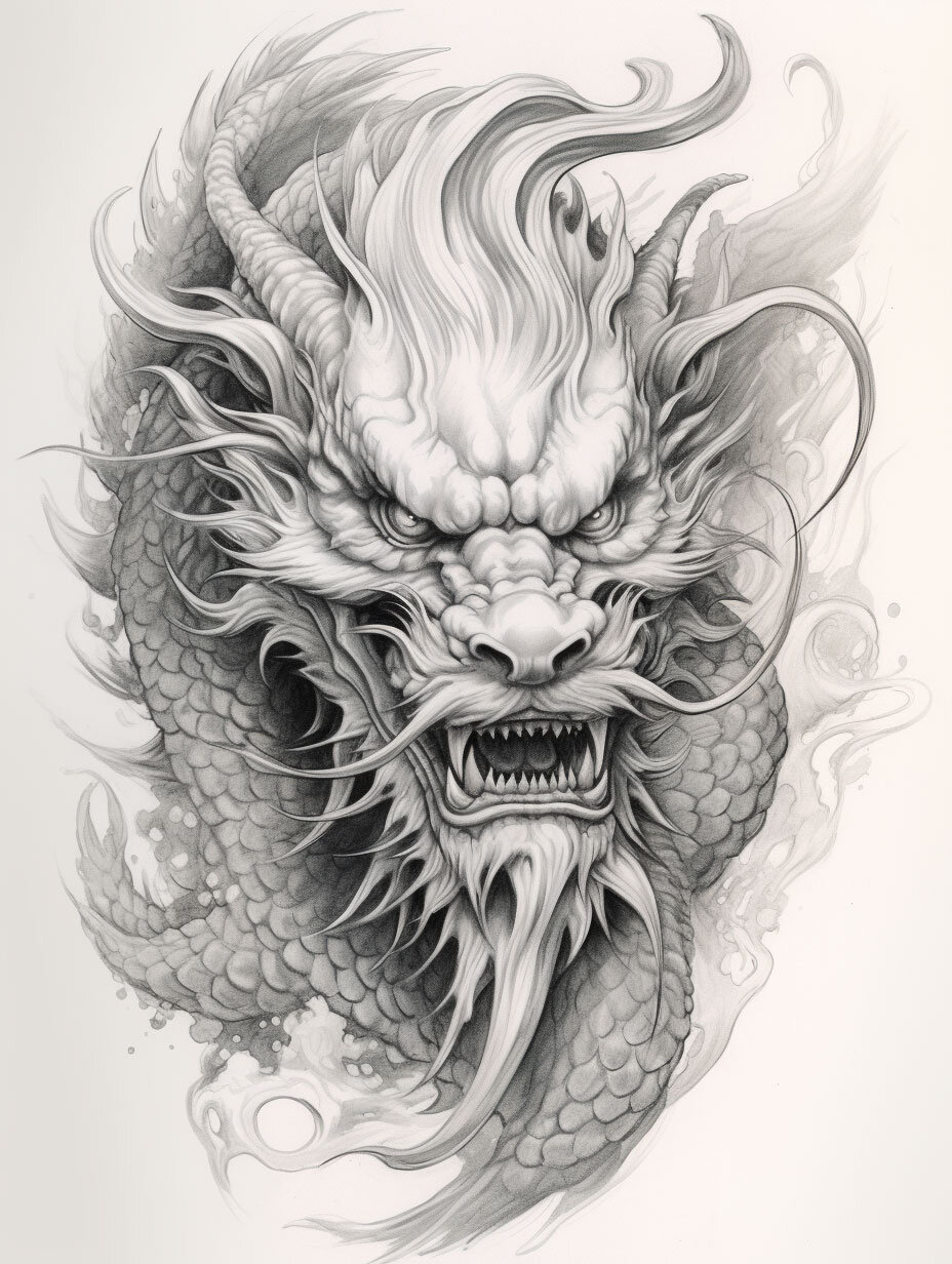 中国龙素描ai美图分享